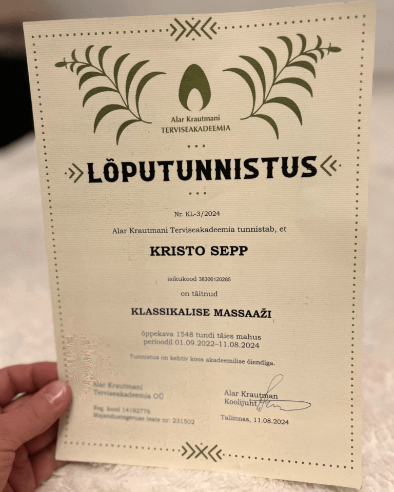 Energiaterapeut Kristo Sepp - massöör, kehaterapeut